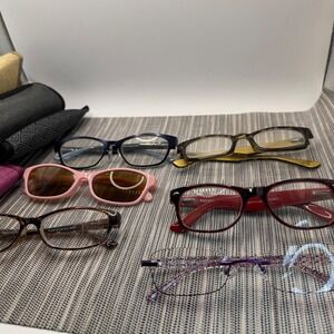 Foster Grant Reading Glasses Sunglasses Lot 6‎ Pairs Navy Tortoise Red Purple